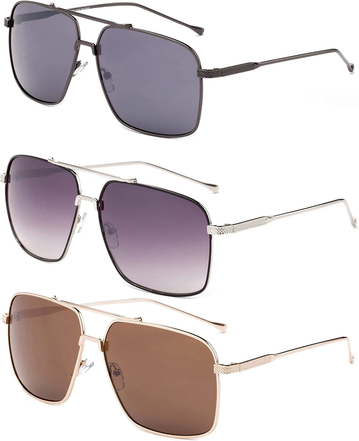 Набор из 3 солнцезащитных очков-авиаторов Newbee Fashion в металлической оправе квадратной формы для мужчин и женщин, 3 Pack Gunmetal, Silver Black & Dark Brown
Набор из 3 солнцезащитных очков-авиаторов Newbee Fashion в металлической оправе квадратной формы для мужчин и женщин, 3 Pack Gunmetal, Silver Black & Dark Brown