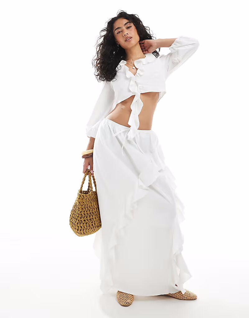 Юбка макси с оборкой от Miss Selfridge, белый цвет
Юбка макси с оборкой от Miss Selfridge, белый цвет