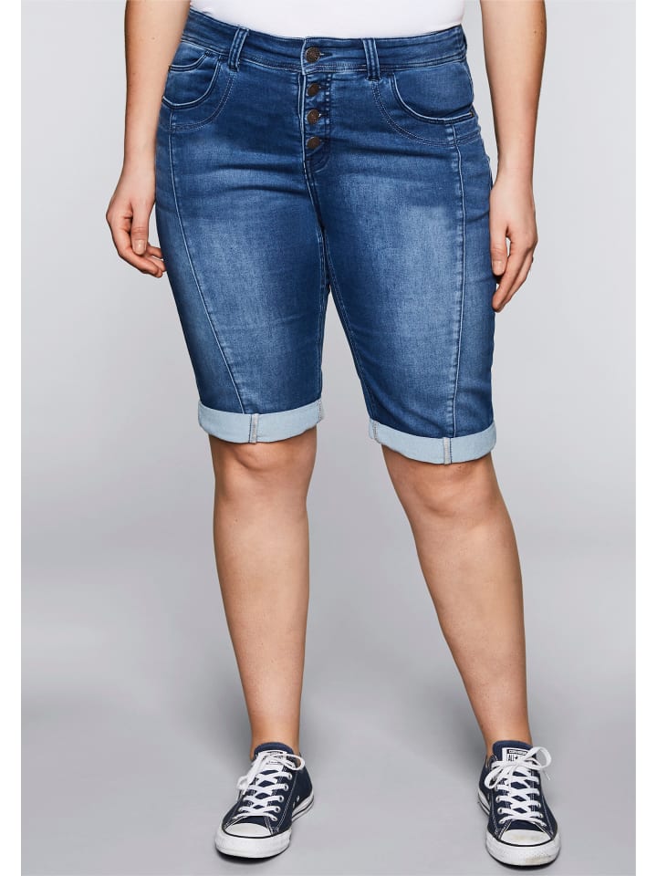 Тканевые шорты sheego, синий деним
Тканевые шорты sheego, синий деним