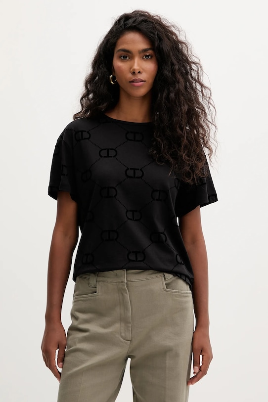 Хлопковая футболка Twinset, черный
Хлопковая футболка Twinset, черный