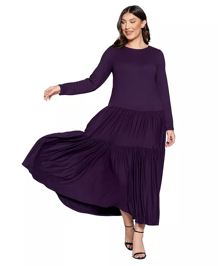 Платье макси с длинными рукавами и ярусами больших размеров L I V D, фиолетовый
Платье макси с длинными рукавами и ярусами больших размеров L I V D, фиолетовый