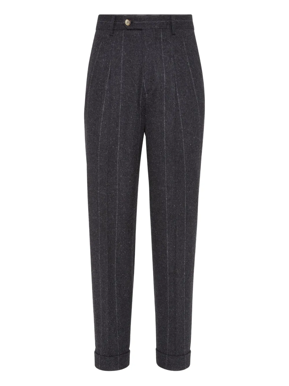Брюки в тонкую полоску со складками Brunello Cucinelli, серый
Брюки в тонкую полоску со складками Brunello Cucinelli, серый