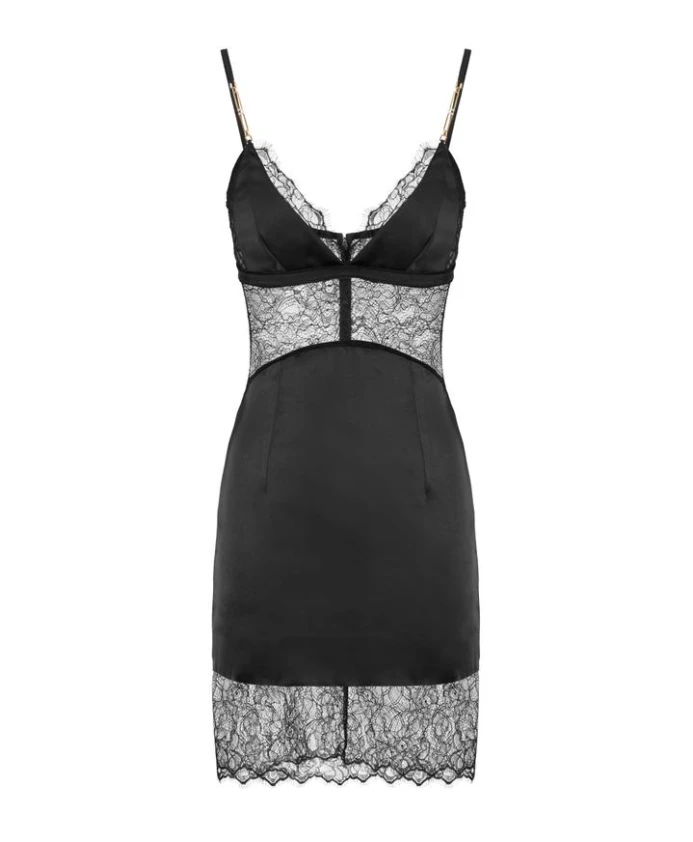 Атласное платье с кружевом и ювелирными деталями Elisabetta Franchi, черный
Атласное платье с кружевом и ювелирными деталями Elisabetta Franchi, черный