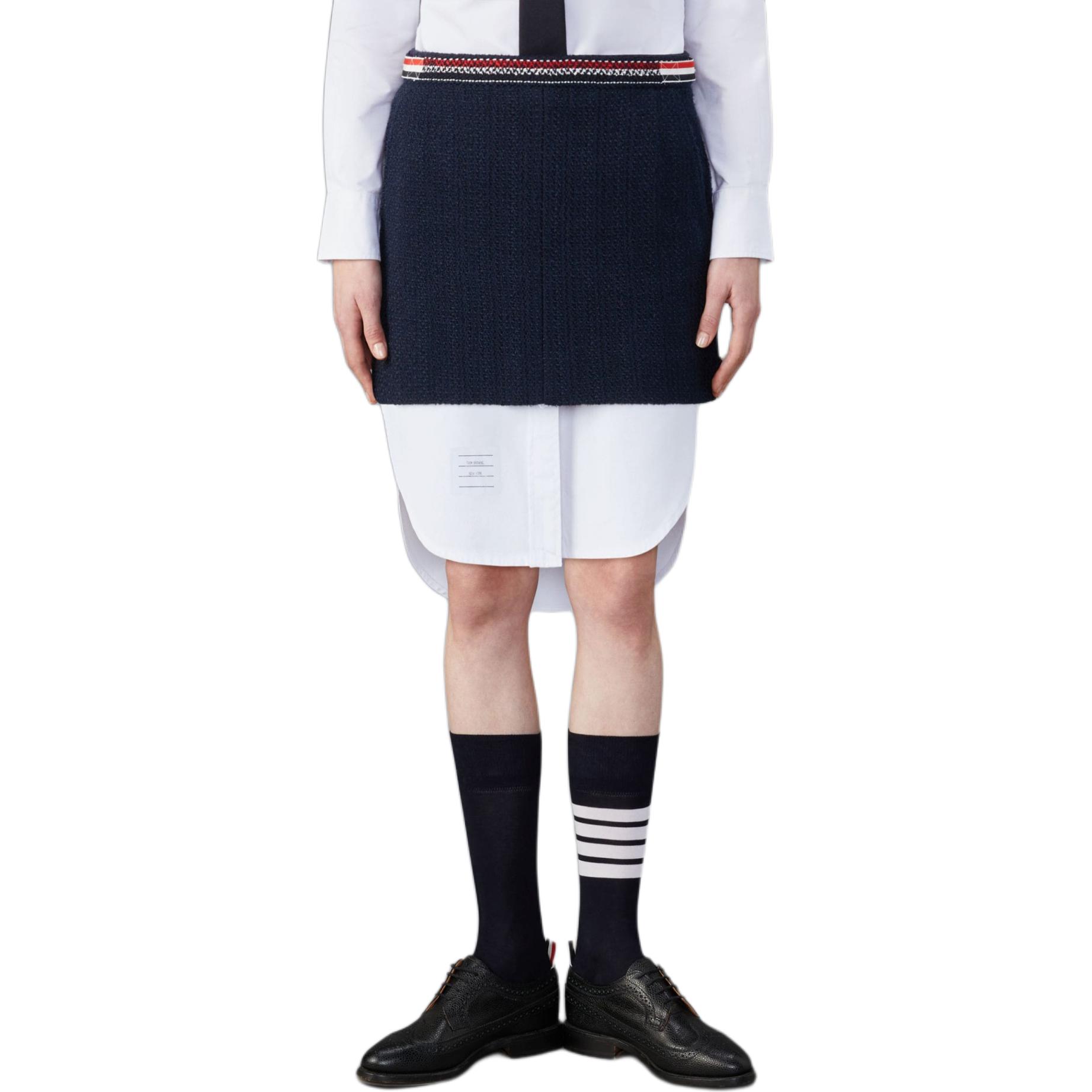 Прямая юбка из твида с четырьмя складками THOM BROWNE, синий
Прямая юбка из твида с четырьмя складками THOM BROWNE, синий