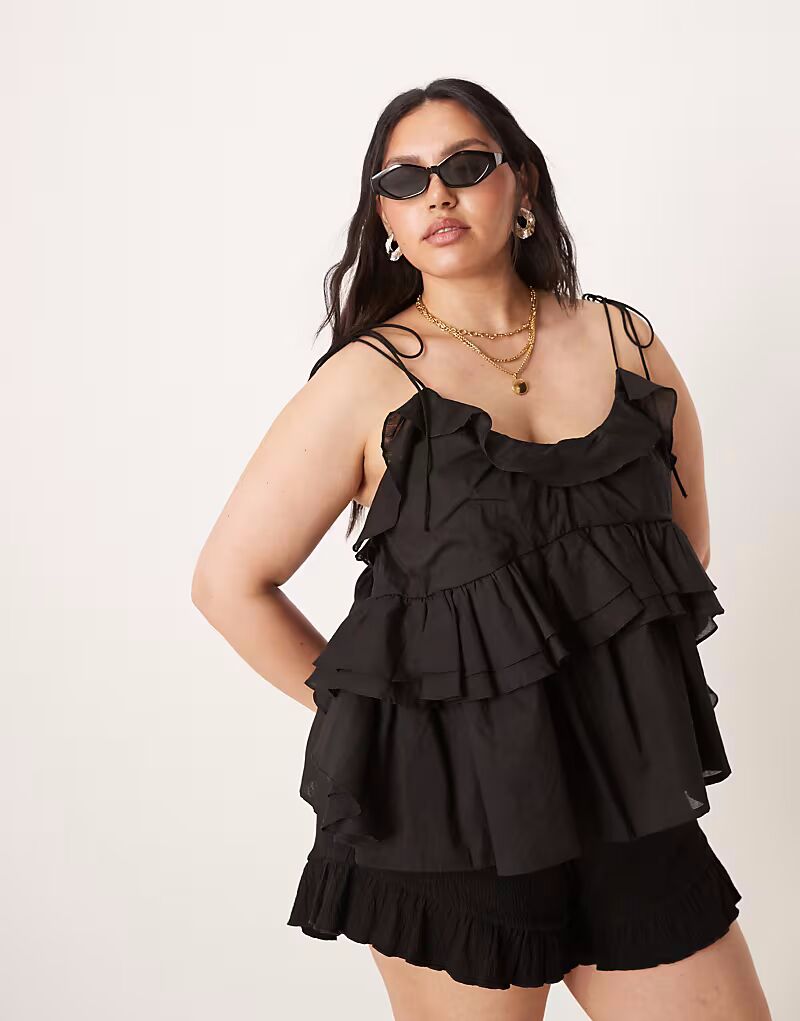 Топ на бретельках ASOS DESIGN Curve с оборками и завязками черного цвета ASOS Curve
Топ на бретельках ASOS DESIGN Curve с оборками и завязками черного цвета ASOS Curve