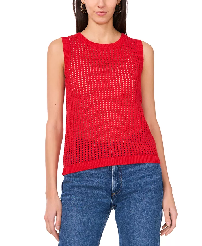 Женский ажурный вязаный крючком свитер с круглым вырезом Sam & Jess, розовый 
Женский ажурный вязаный крючком свитер с круглым вырезом Sam & Jess, розовый