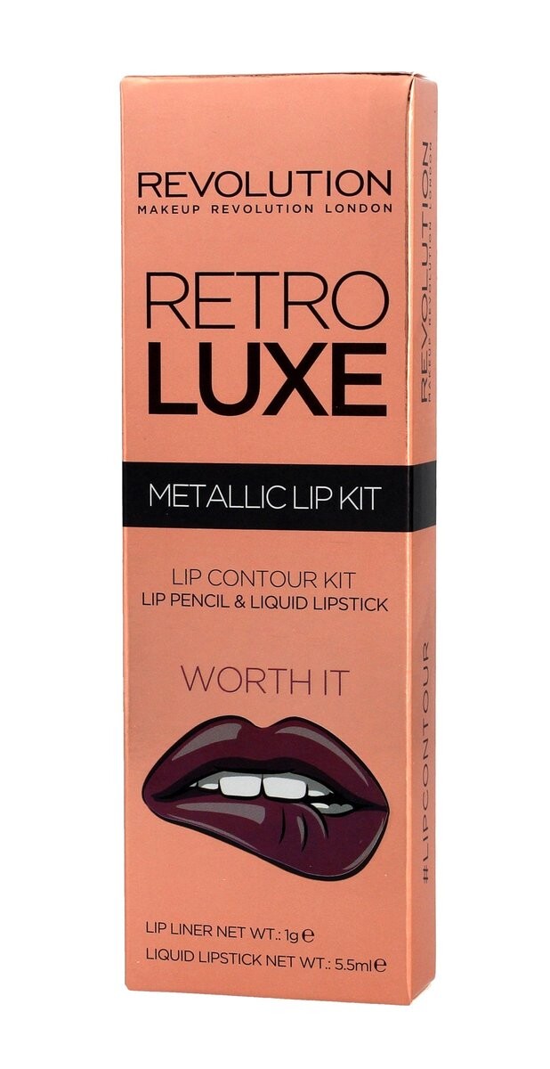 Makeup Revolution, Набор для губ Retro Luxe Metallic, карандаш для губ + блеск для губ Worth It, 1 г + 5,5 мл
Makeup Revolution, Набор для губ Retro Luxe Metallic, карандаш для губ + блеск для губ Worth It, 1 г + 5,5 мл