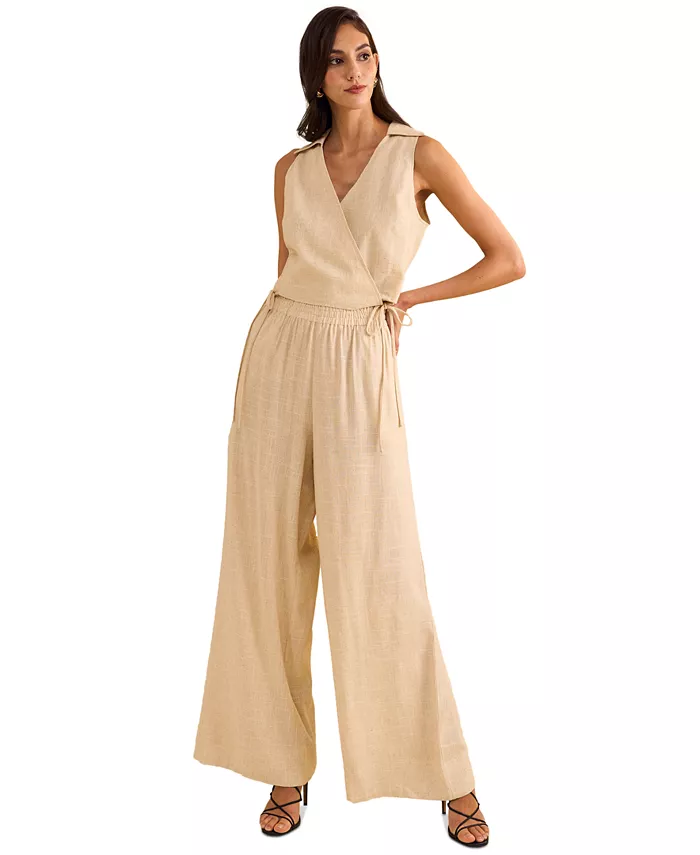 Топ с перекрестными бретелями и широкие брюки 1.STATE, коричневый/бежевый
Топ с перекрестными бретелями и широкие брюки 1.STATE, коричневый/бежевый