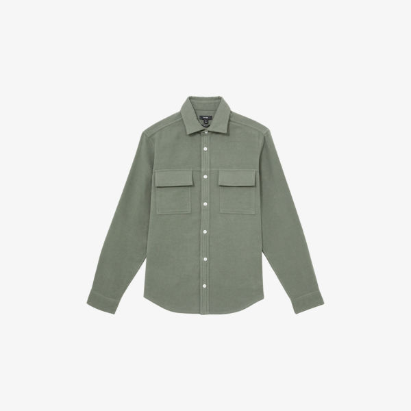 Рубашка Reiss Camber с нагрудным карманом, зеленый 
Рубашка Reiss Camber с нагрудным карманом, зеленый