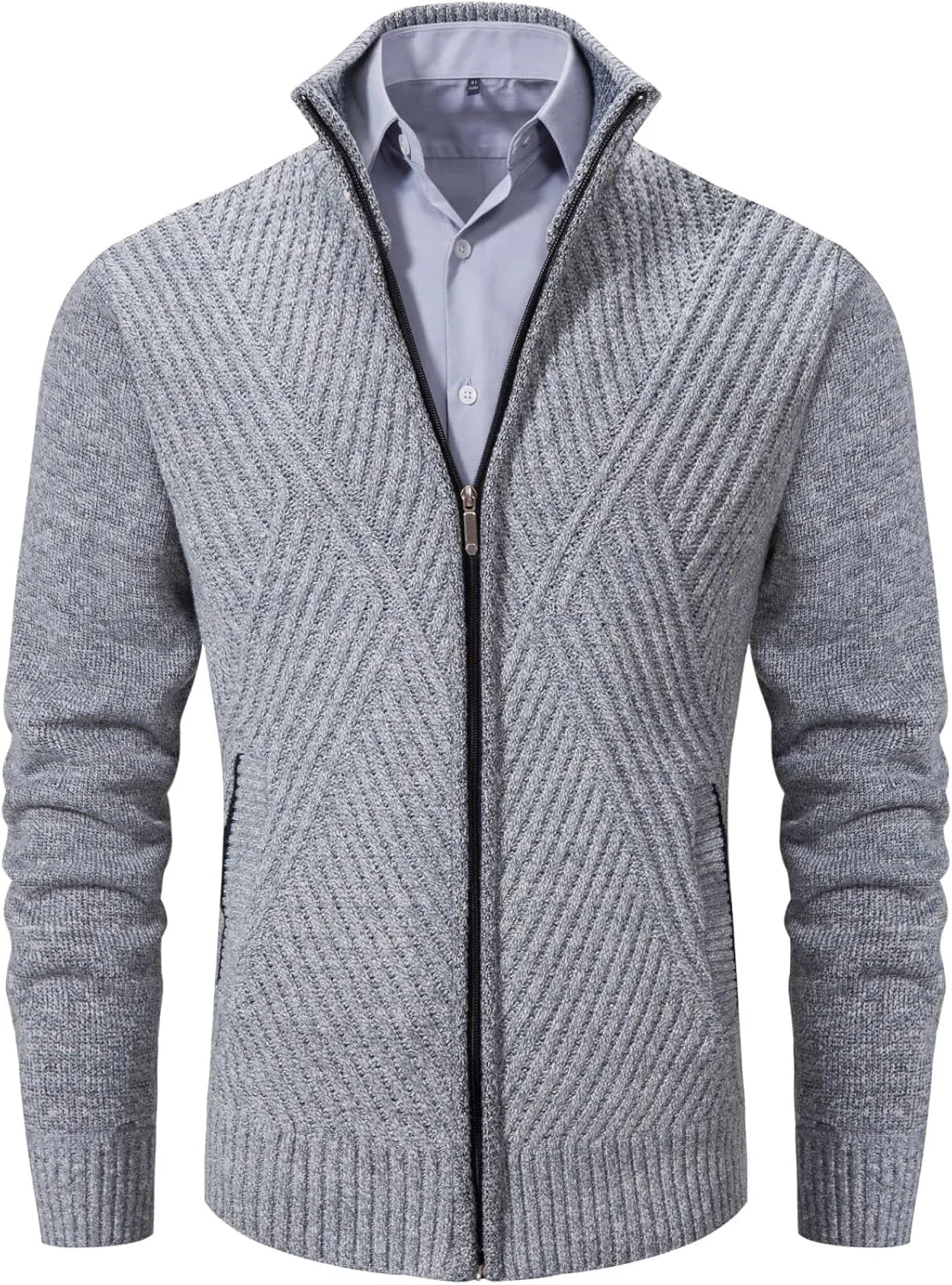 Мужской кардиган VtuAOL с воротником стойкой и карманами
Мужской кардиган VtuAOL с воротником стойкой и карманами