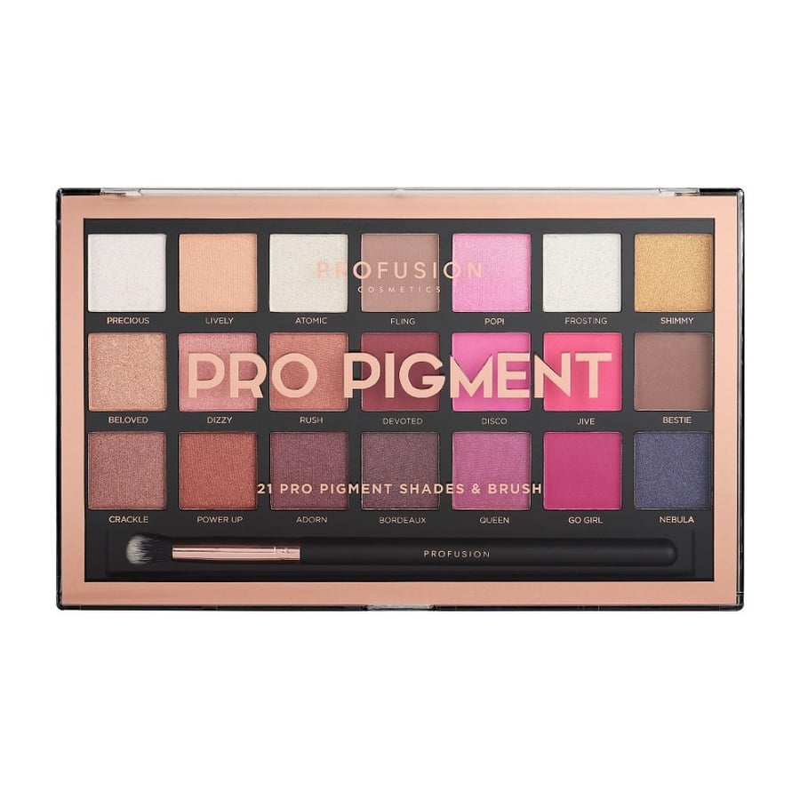 Profusion, Pro Pigment Eyeshadow, Палитра из 21 оттенка теней для век с кисточкой
Profusion, Pro Pigment Eyeshadow, Палитра из 21 оттенка теней для век с кисточкой