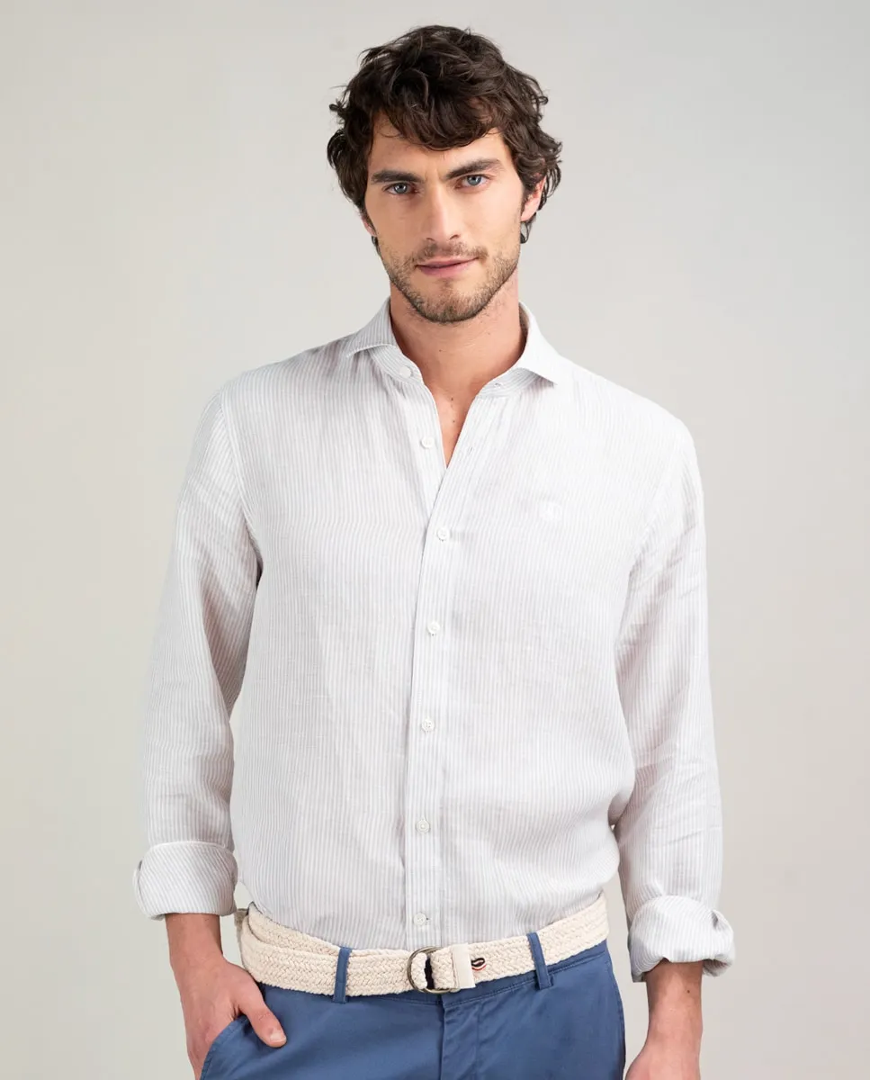 Мужская льняная рубашка в полоску El Ganso, серый
Мужская льняная рубашка в полоску El Ganso, серый