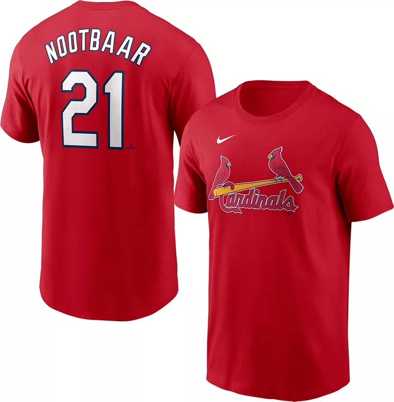 Мужская красная футболка Nike St. Louis Cardinals Lars Nootbaar #21 
Мужская красная футболка Nike St. Louis Cardinals Lars Nootbaar #21