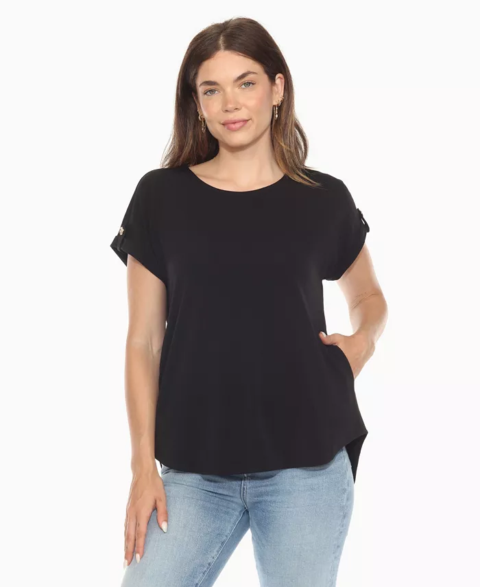 Женский однотонный топ с короткими рукавами и складками White Mark, черный
Женский однотонный топ с короткими рукавами и складками White Mark, черный