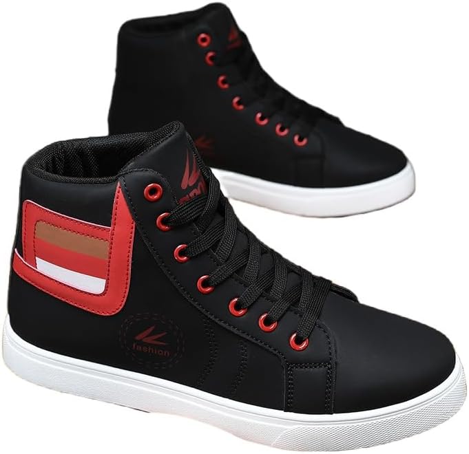 Мужские большие кроссовки с высоким верхом - удобные лоферы на плоской подошве для учебы, спорта и отдыха, Стильная уличная мода Clolinde, черный/красный
Мужские большие кроссовки с высоким верхом - удобные лоферы на плоской подошве для учебы, спорта и отдыха, Стильная уличная мода Clolinde, черный/красный