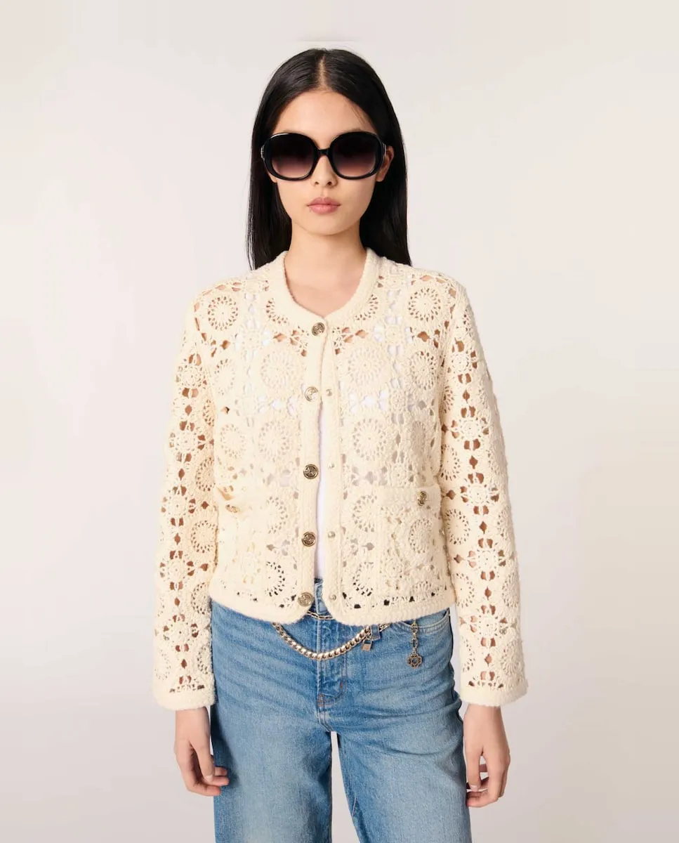 Женский кардиган крючком с кнопками Maje, цвет Crudo
Женский кардиган крючком с кнопками Maje, цвет Crudo