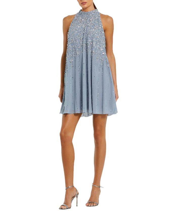 Платье-трапеция с высоким воротом, без рукавов, украшенное пайетками Mac Duggal, синий
Платье-трапеция с высоким воротом, без рукавов, украшенное пайетками Mac Duggal, синий