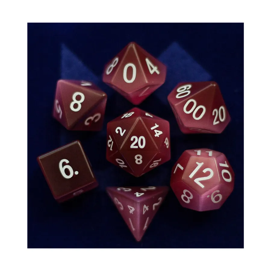 Кошачий глаз — розовый полноразмерный набор многогранников (7), Gemstone Dice (Metallic Dice Games)
Кошачий глаз — розовый полноразмерный набор многогранников (7), Gemstone Dice (Metallic Dice Games)