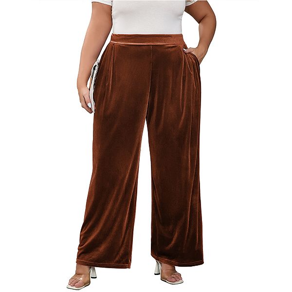 Женские брюки plus size с бархатистой тканью, широкие клеш, эластичный пояс, свободный крой и карманы Elitespirit, Caramel
Женские брюки plus size с бархатистой тканью, широкие клеш, эластичный пояс, свободный крой и карманы Elitespirit, Caramel
