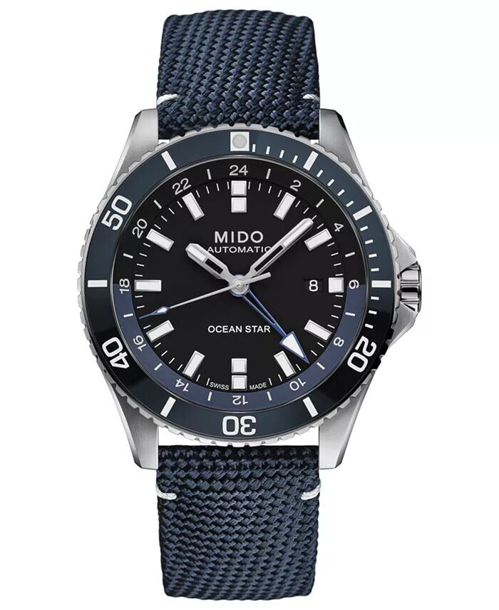Мужские швейцарские автоматические часы Ocean Star GMT с синим тканевым ремешком, 44 мм Mido
Мужские швейцарские автоматические часы Ocean Star GMT с синим тканевым ремешком, 44 мм Mido