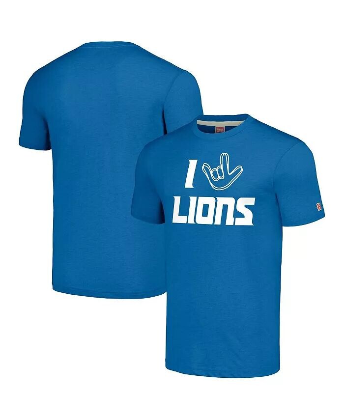 Мужская и женская синяя футболка Detroit Lions The NFL ASL Collection от Love Sign Tri-Blend Homage
Мужская и женская синяя футболка Detroit Lions The NFL ASL Collection от Love Sign Tri-Blend Homage