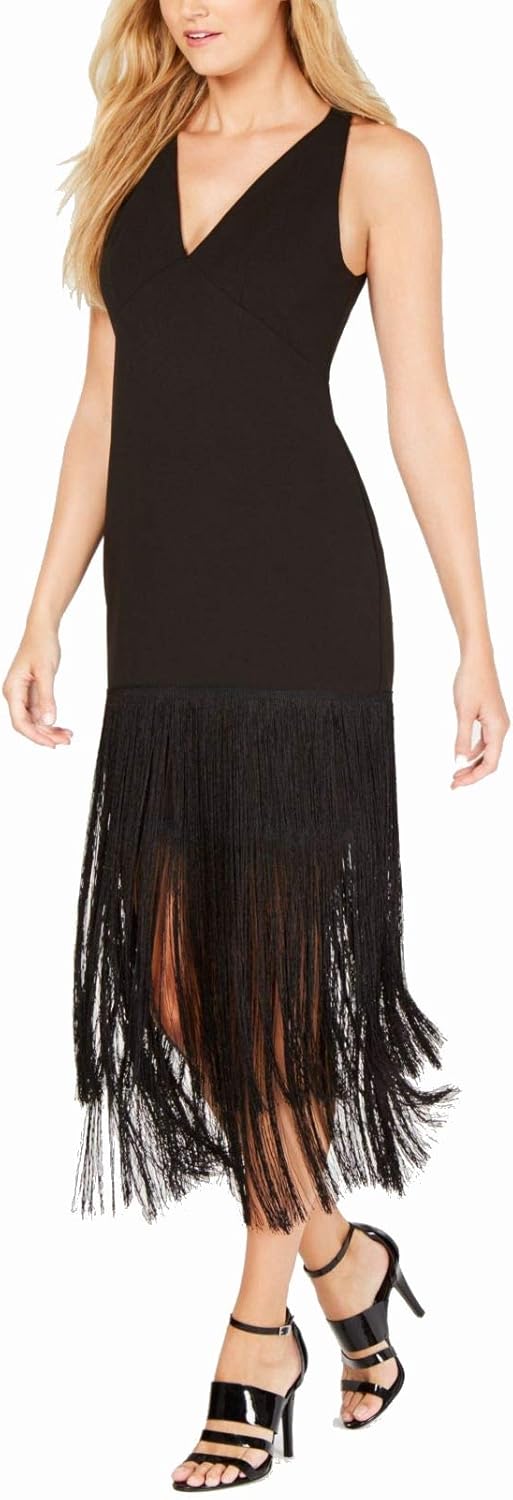 Женское платье Calvin Klein с V-образным вырезом и бахромой по низу, Black
Женское платье Calvin Klein с V-образным вырезом и бахромой по низу, Black