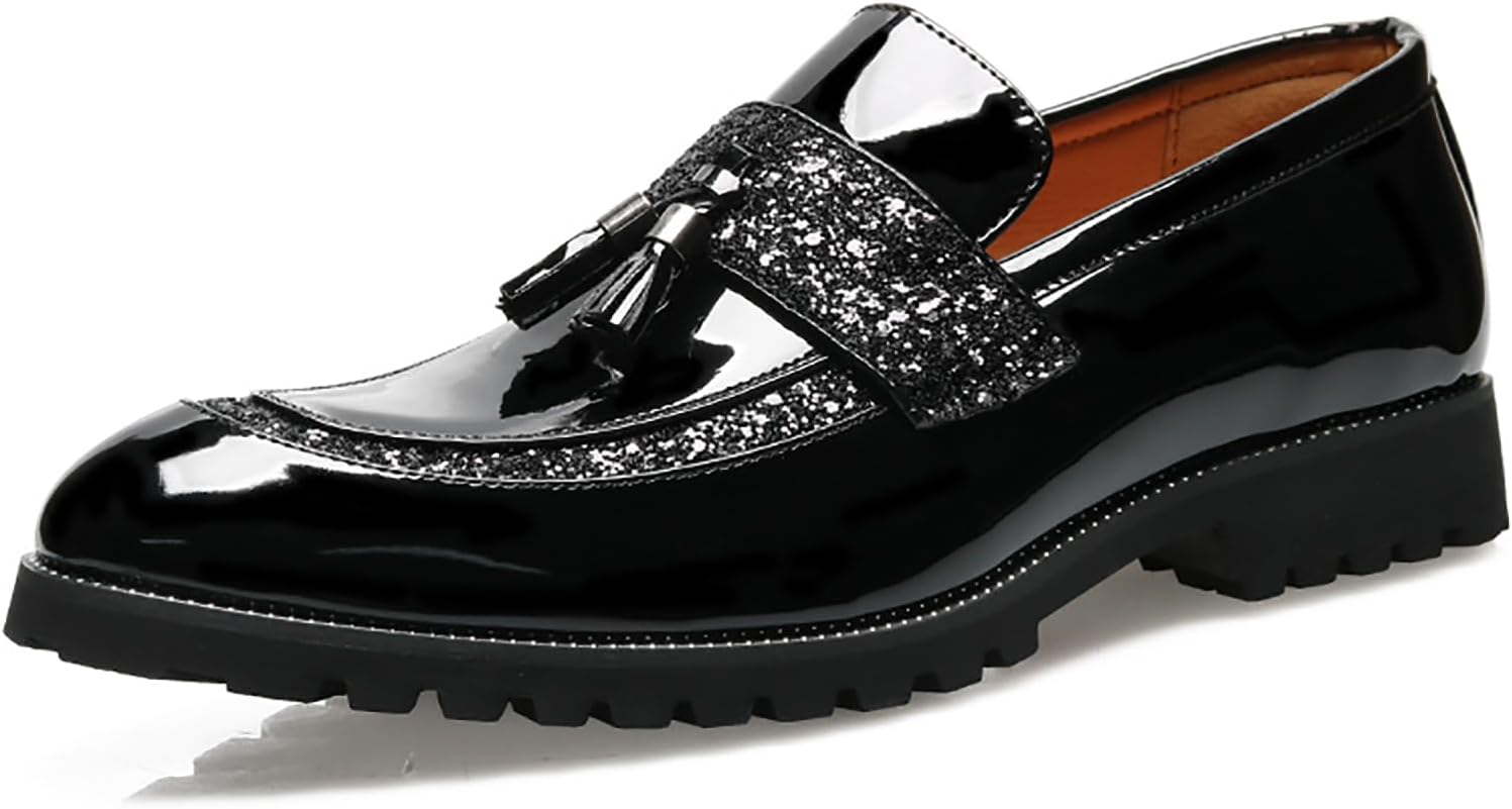 Мужские лоферы с кисточками из лакированной кожи, с пайетками, с заостренным носком, на рифленой подошве с устойчивым каблуком, классические пенни-лоферы для деловых, формальных мероприятий, вечеринок и работы Loveheynew, черный
Мужские лоферы с кисточками из лакированной кожи, с пайетками, с заостренным носком, на рифленой подошве с устойчивым каблуком, классические пенни-лоферы для деловых, формальных мероприятий, вечеринок и работы Loveheynew, черный