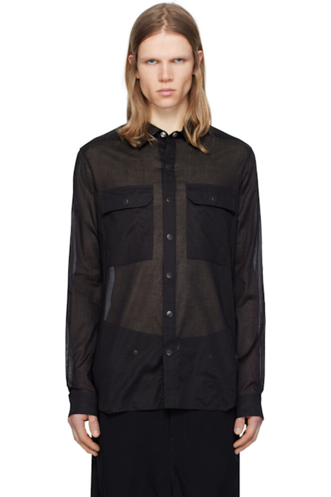 Черная рубашка из хлопковой вуали в стиле Голливуд Rick Owens
Черная рубашка из хлопковой вуали в стиле Голливуд Rick Owens