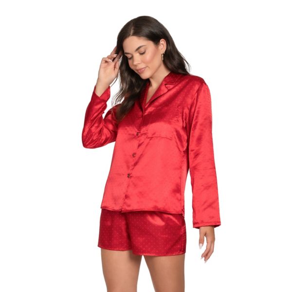 Женский атласный пижамный комплект с застежкой на пуговицы и пижамными шортами Lilac+London, цвет crimson red
Женский атласный пижамный комплект с застежкой на пуговицы и пижамными шортами Lilac+London, цвет crimson red
