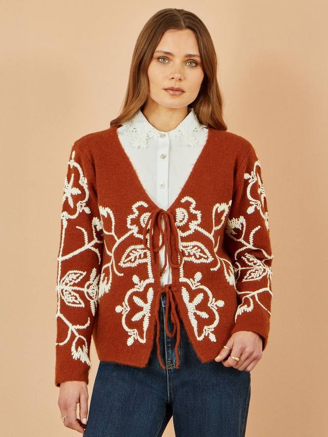 Кардиган с цветочной вышивкой и завязкой спереди Yumi
Кардиган с цветочной вышивкой и завязкой спереди Yumi