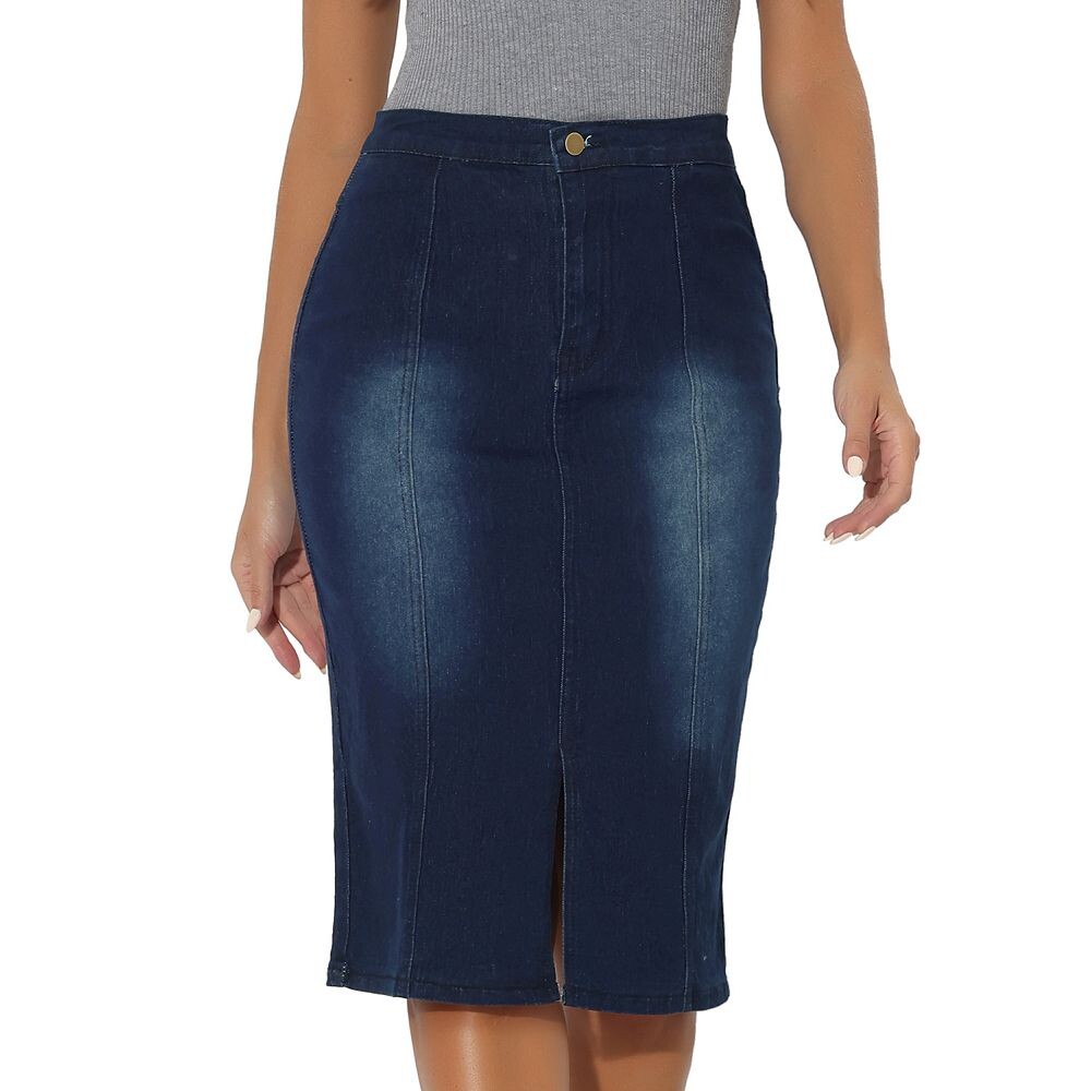 Женская облегающая юбка-миди, джинсовая юбка-карандаш с высокой эластичной резинкой на талии и разрезом спереди ALLEGRA K, цвет Black Blue
Женская облегающая юбка-миди, джинсовая юбка-карандаш с высокой эластичной резинкой на талии и разрезом спереди ALLEGRA K, цвет Black Blue