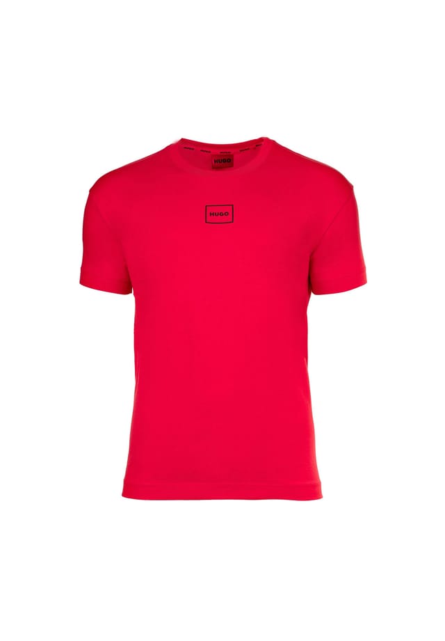 Футболка - ленивая с круглым вырезом коротким рукавом логотипом хлопковая смесь Hugo, красный 
Футболка - ленивая с круглым вырезом коротким рукавом логотипом хлопковая смесь Hugo, красный