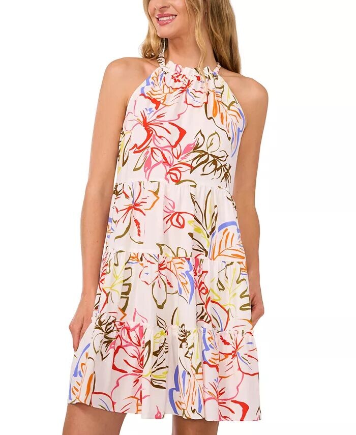 Женское многоуровневое мини-платье с завязками на спине и бретельками в тропическом стиле CeCe, белый
Женское многоуровневое мини-платье с завязками на спине и бретельками в тропическом стиле CeCe, белый