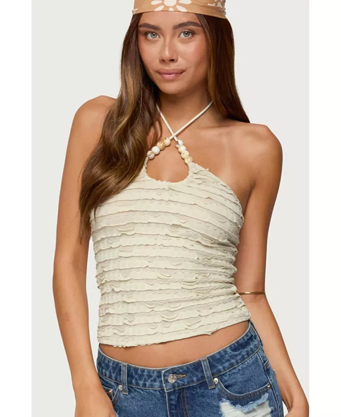 Женский топ-халтер с перекрещивающимися бусинами и оборками Edikted, коричневый/бежевый
Женский топ-халтер с перекрещивающимися бусинами и оборками Edikted, коричневый/бежевый