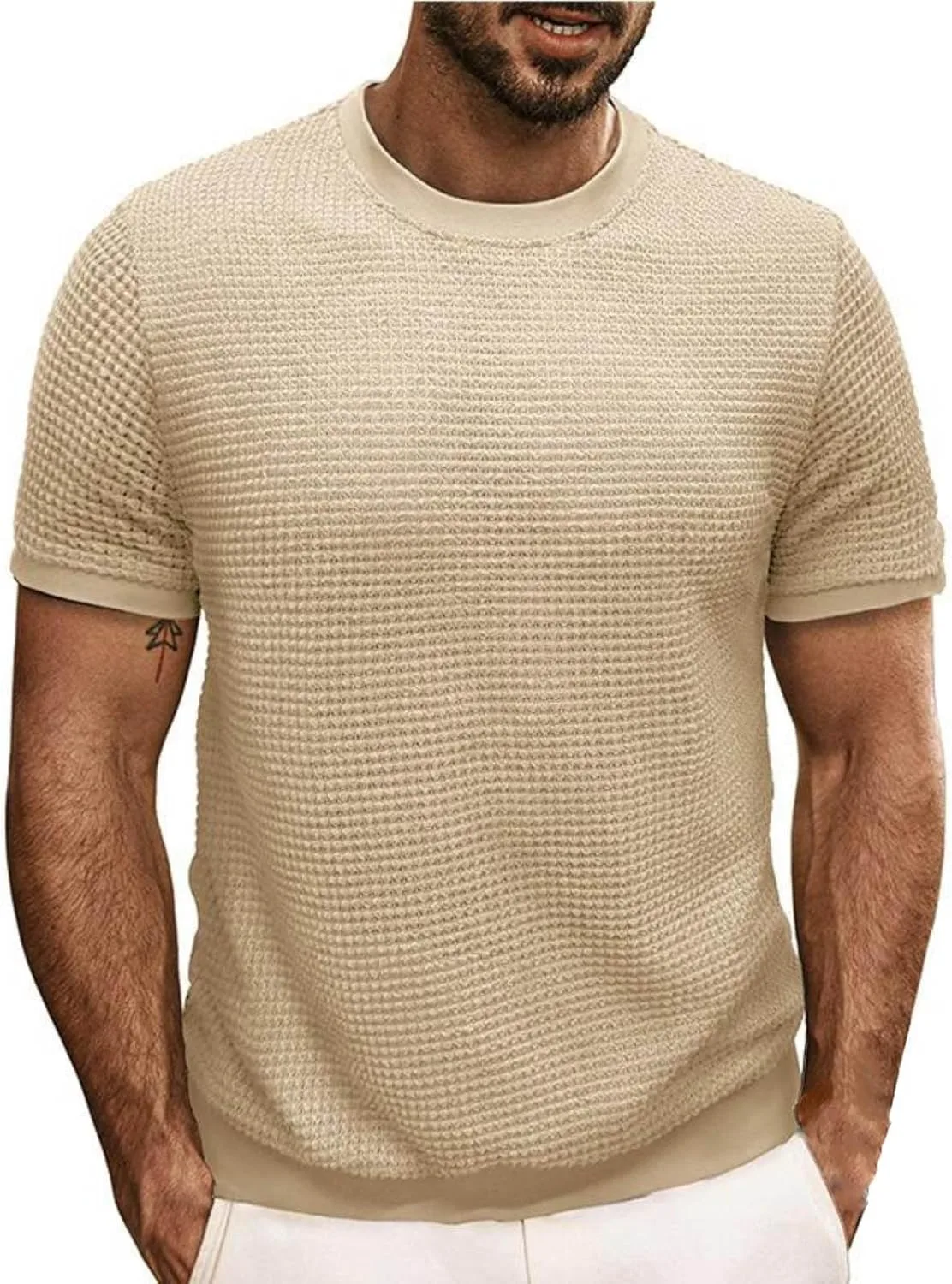 Мужская футболка Waffle Casual с коротким рукавом и свободным кроем
Мужская футболка Waffle Casual с коротким рукавом и свободным кроем