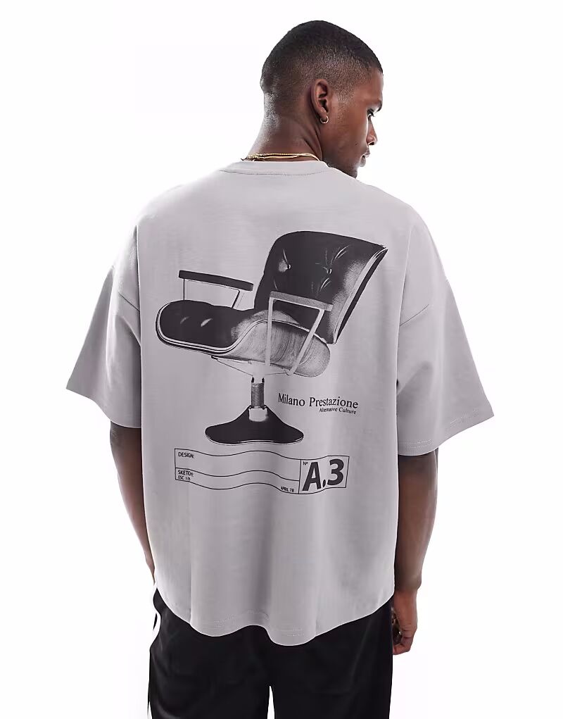 Pull&Bear - Футболка свободного кроя антрацитового цвета с принтом на спине
Pull&Bear - Футболка свободного кроя антрацитового цвета с принтом на спине