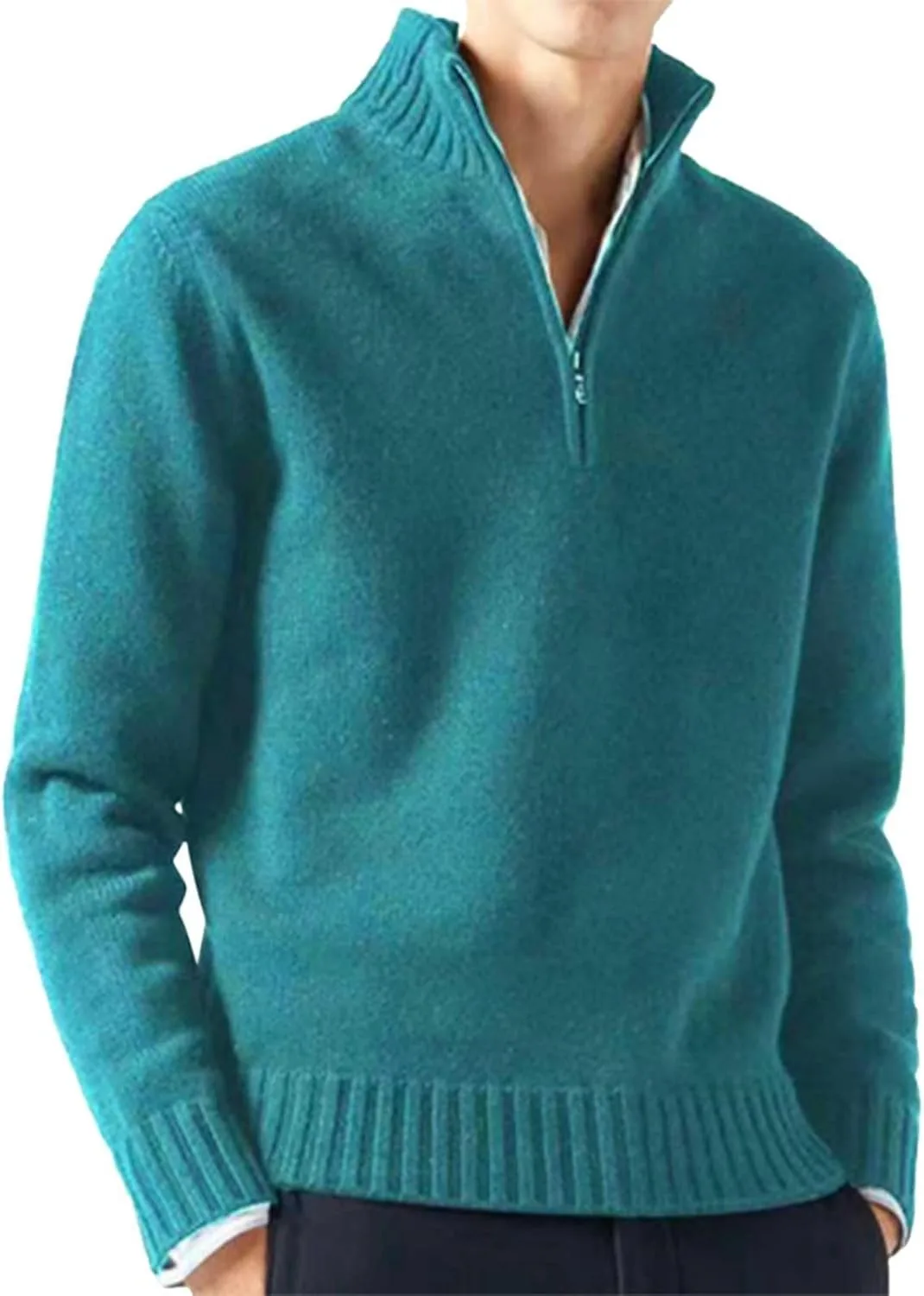 Мужской свитер с четвертью молнии классический вязаный пуловер
Мужской свитер с четвертью молнии классический вязаный пуловер