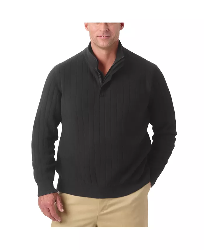 Мужской легкий свитер с четвертью молнии и воротником-стойкой KingSize, черный
Мужской легкий свитер с четвертью молнии и воротником-стойкой KingSize, черный