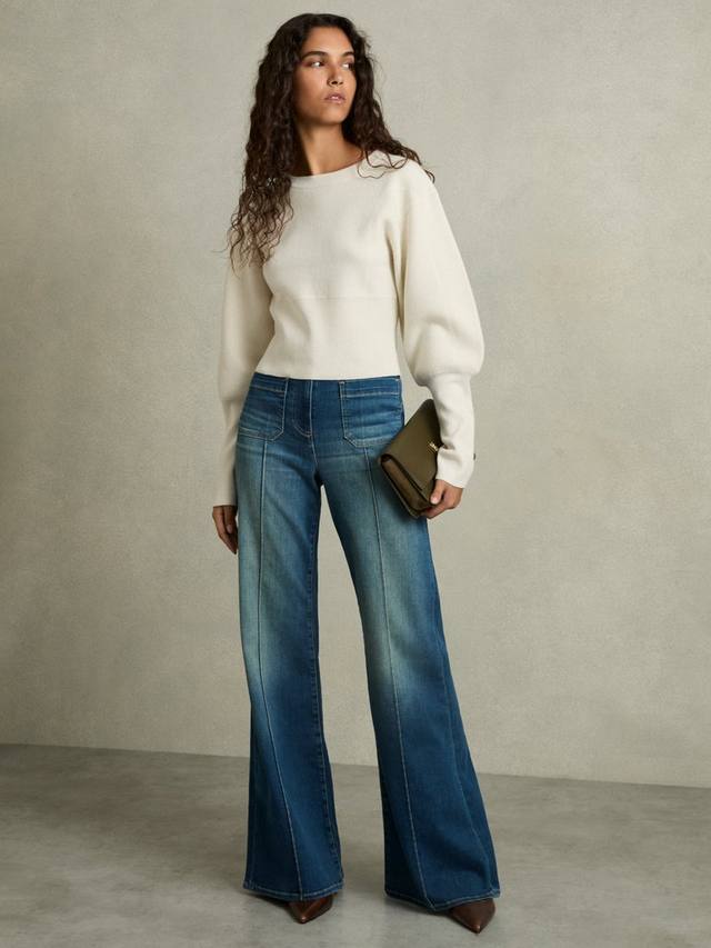 Укороченный шерстяной джемпер ella crew rich Reiss, кремовый
Укороченный шерстяной джемпер ella crew rich Reiss, кремовый