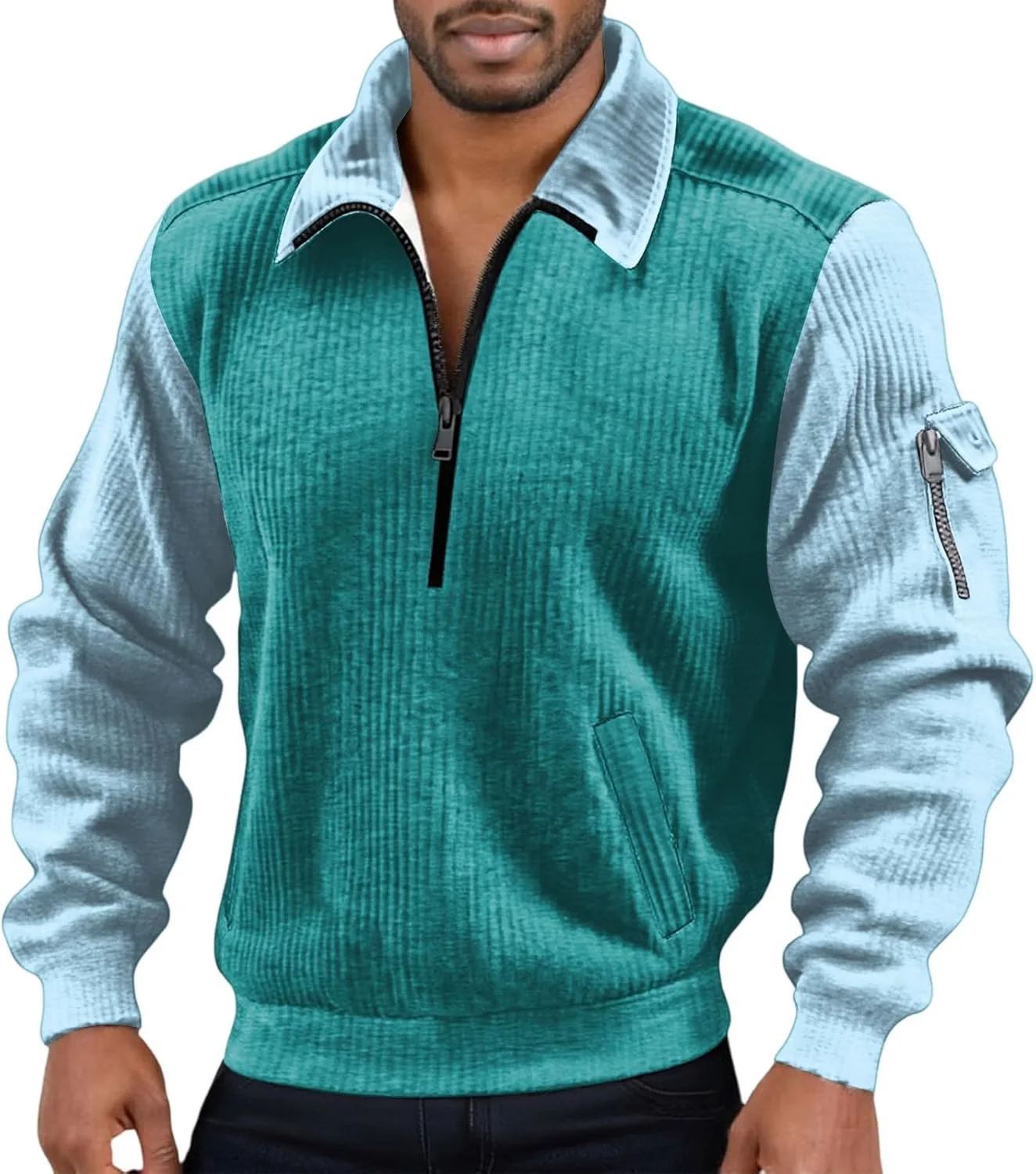 Мужской свитер с ребристым полузастежкой, длинным рукавом и воротником стойкой FQZWONG
Мужской свитер с ребристым полузастежкой, длинным рукавом и воротником стойкой FQZWONG