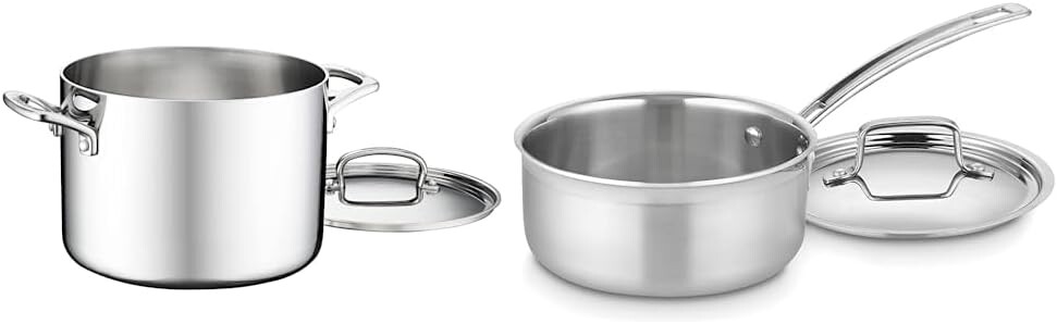 Классическая трехслойная кастрюля Cuisinart French из нержавеющей стали на 6 литров с крышкой и трехслойная кастрюля Cuisinart Multiclad Pro на 1,5 литра с крышкой, MCP19-16N
Классическая трехслойная кастрюля Cuisinart French из нержавеющей стали на 6 литров с крышкой и трехслойная кастрюля Cuisinart Multiclad Pro на 1,5 литра с крышкой, MCP19-16N