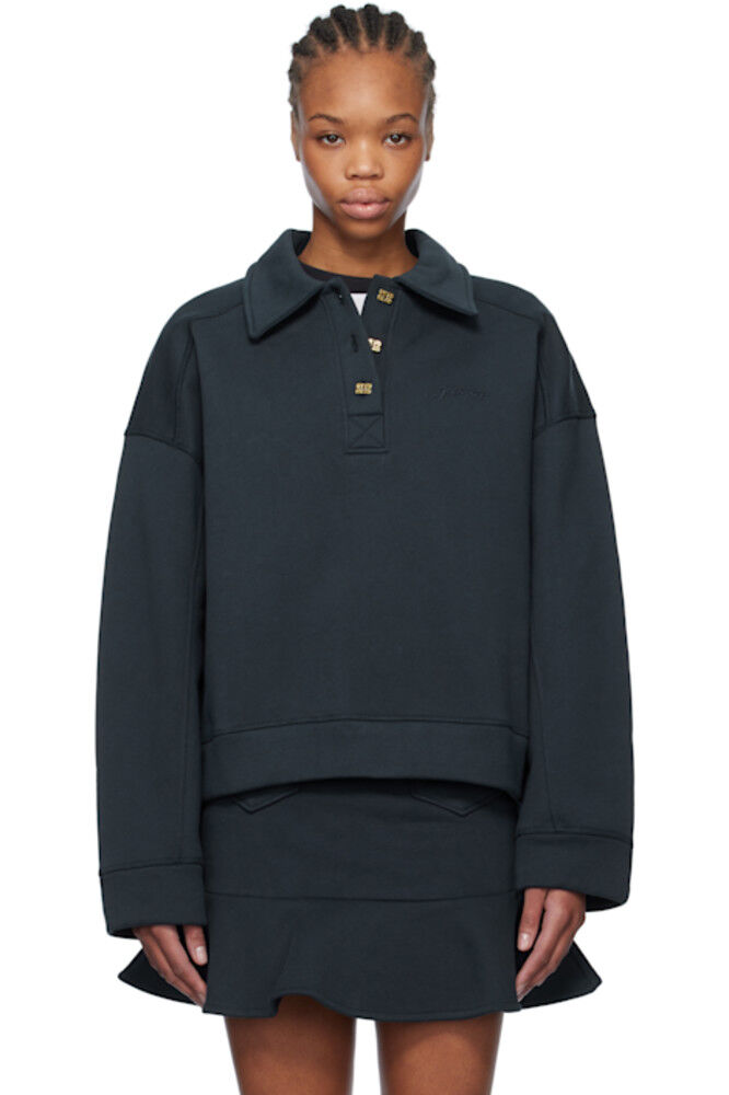 Поло с заниженными плечами темно-синего цвета GANNI
Поло с заниженными плечами темно-синего цвета GANNI