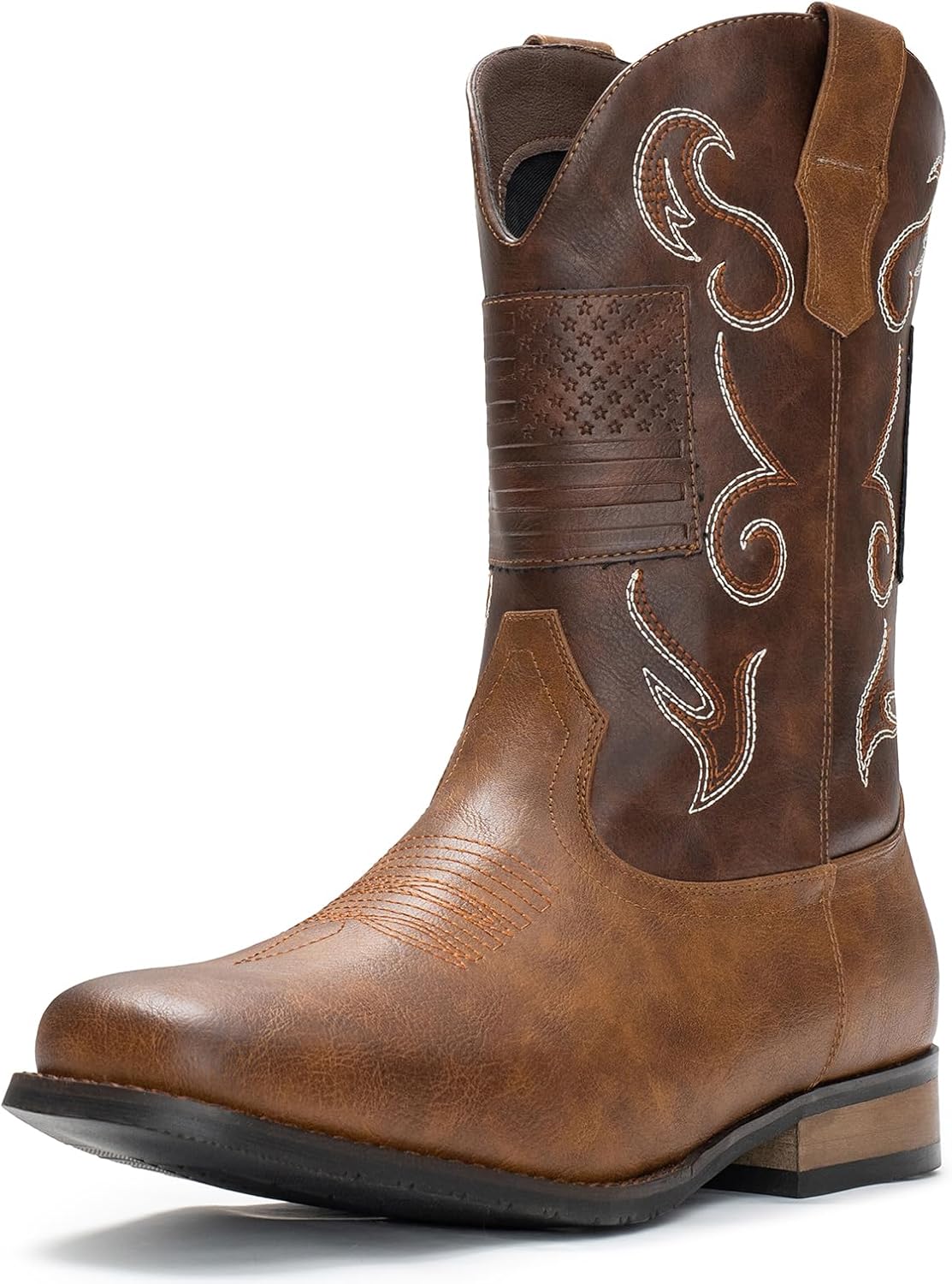 Мужские ковбойские сапоги IUV Западные сапоги с классическим американским флагом, вышивка, квадратный носок, сапоги до середины голени, темно-коричневый
Мужские ковбойские сапоги IUV Западные сапоги с классическим американским флагом, вышивка, квадратный носок, сапоги до середины голени, темно-коричневый