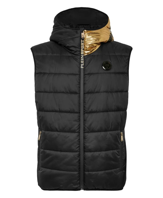 Жилет с капюшоном, ламинированный, царапина Plein Sport, черный
Жилет с капюшоном, ламинированный, царапина Plein Sport, черный