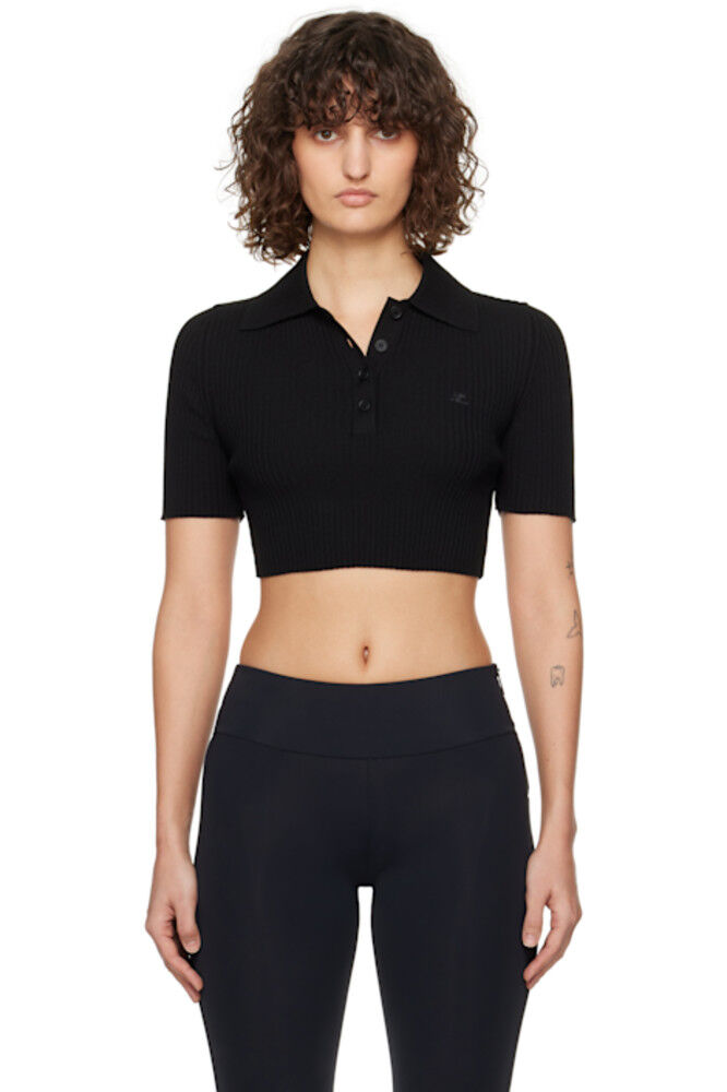 Черная укороченная трикотажная рубашка-поло Courrèges
Черная укороченная трикотажная рубашка-поло Courrèges