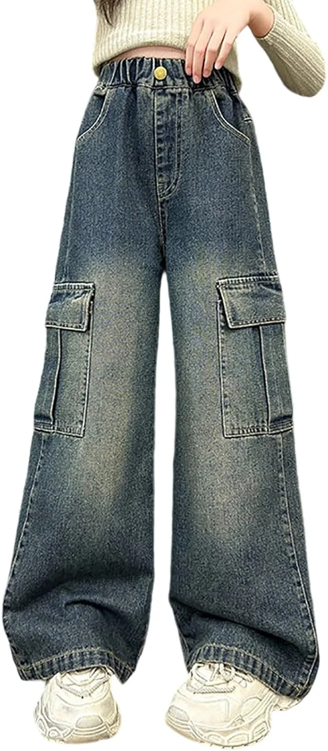 Джинсы для девочек в стиле Y2K с карманами и высокой посадкой
Джинсы для девочек в стиле Y2K с карманами и высокой посадкой