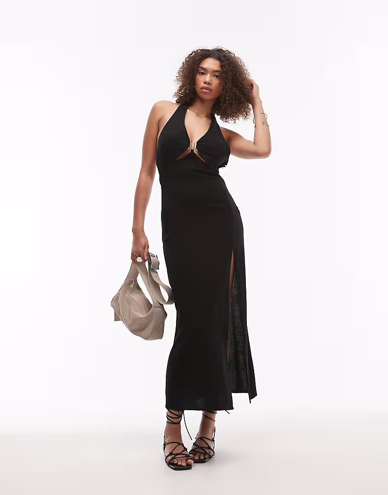 Платье Emory Park мидакси из льна с отделкой спереди, черное
Платье Emory Park мидакси из льна с отделкой спереди, черное