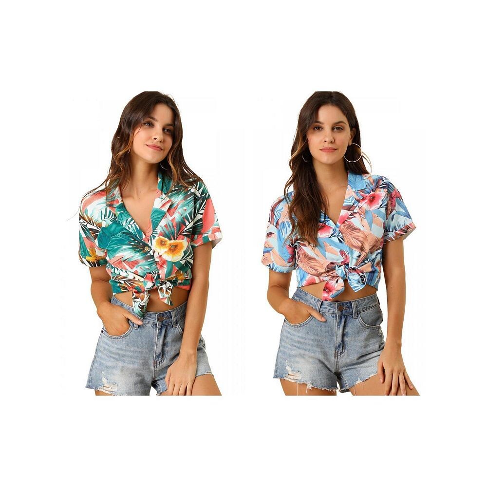 2 пары женских гавайских пляжных рубашек на пуговицах с цветочным принтом и листьями ALLEGRA K, цвет White Light Blue
2 пары женских гавайских пляжных рубашек на пуговицах с цветочным принтом и листьями ALLEGRA K, цвет White Light Blue