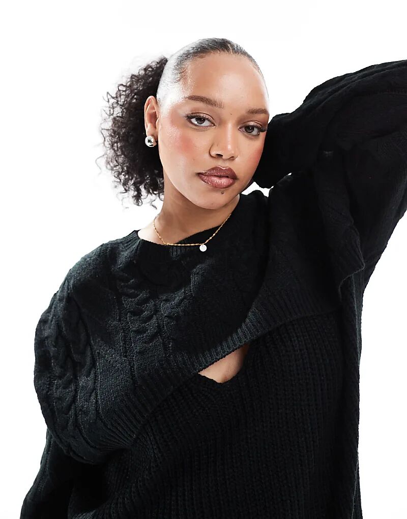 Вырезанный вязаный джемпер черного цвета Yours
Вырезанный вязаный джемпер черного цвета Yours