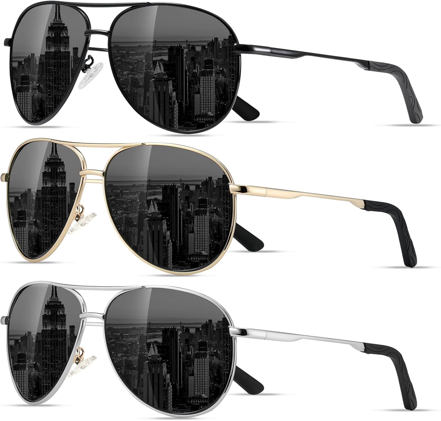 Поляризованные солнцезащитные очки-авиаторы Eiuizah для мужчин и женщин — классические солнцезащитные очки для вождения, рыбалки и защиты от УФ-излучения, A4(3 Pack) Black/Gold/Silver Frame
Поляризованные солнцезащитные очки-авиаторы Eiuizah для мужчин и женщин — классические солнцезащитные очки для вождения, рыбалки и защиты от УФ-излучения, A4(3 Pack) Black/Gold/Silver Frame